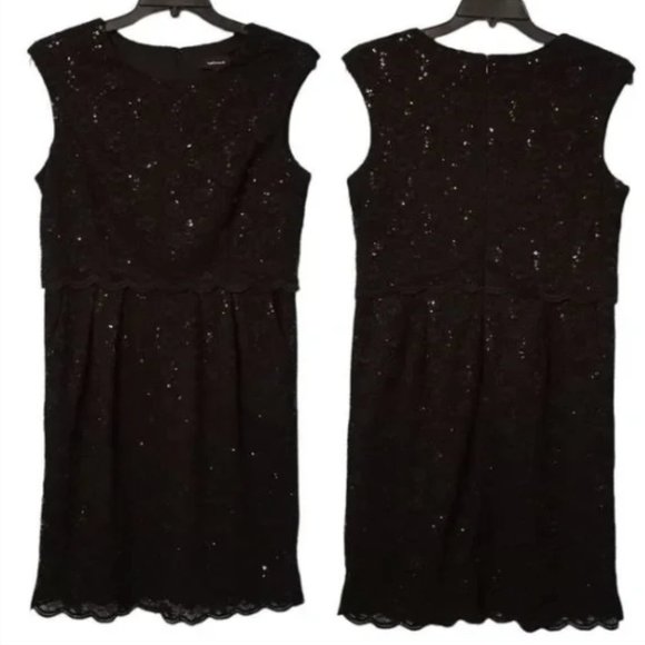 NEW R&M Richards Sequined Lace Midi Dress BLACK SZ 16 - Picture 2 of 12